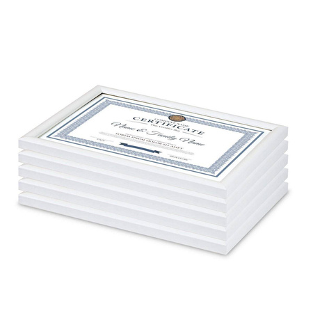 Pakiet 5 szt. białych ramek drewnianych na zdjęcia HIT 01 15x21 cm