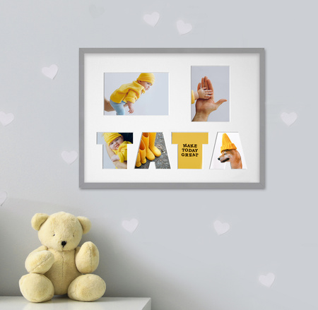 Ramka TATA 30x40 cm w kolorze szarym z białym passe partout