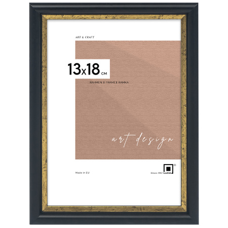 Czarna ramka drewniana ze złotym paskiem DRI CL 2 13x18 cm