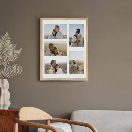 Foto Galeria 30x40 cm kolor dębowy Ramka na 5 zdjęcia 10x15 cm z Passe Partout