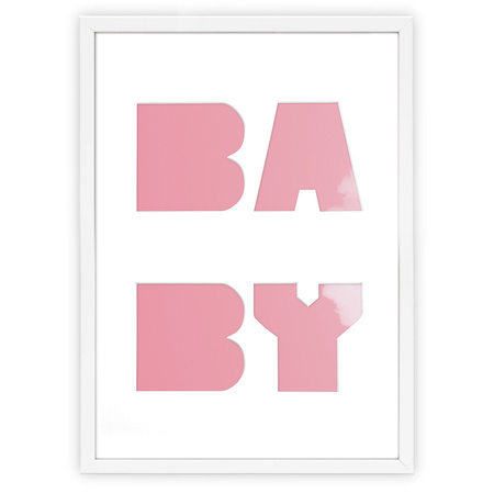 Ramka BABY 30x40 cm w kolorze białym z białym passe partout