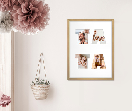 Ramka TATA 30x40 cm w kolorze jasnego drewna z białym passe partout