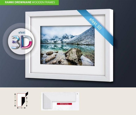 Biała ramka przestrzenna Efekt 3D 21x30 cm (15x21 cm)