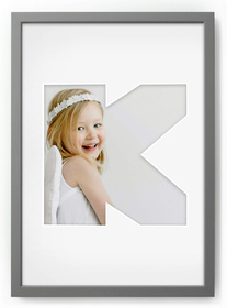 Ramka na zdjęcia LITERKA "K" 21x30 cm szara z białym z passe partout