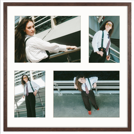 Foto Galeria 40x40 cm kolor brązowy Ramka na 4 zdjęcia 10x15 cm i 15x21 cm z Passe Partout
