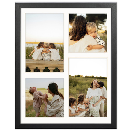 Foto Galeria 24x30 cm czarna Ramka na 4 zdjęcia 10x15 cm 10x10 cm z Passe Partout