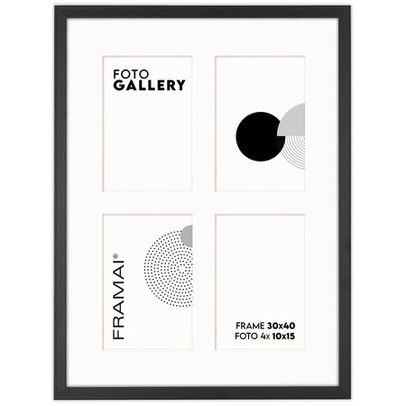 Foto Galeria 30x40 cm kolor czarny Ramka na 4 zdjęcia 10x15 cm z Passe Partout