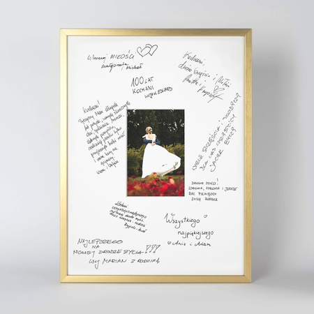 Ramka na WESELE PAMIĄTKOWA 30x40 cm złota z białym passe partout o rozmiarze