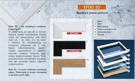 Czarna ramka przestrzenna Efekt 3D 30x30 cm (20x20 cm)