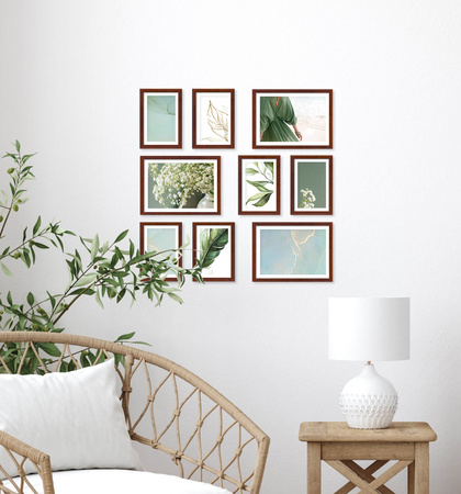 Zestaw ramek PINIA 3 GF0027 - brązowa galeria ramek na 9 zdjęć