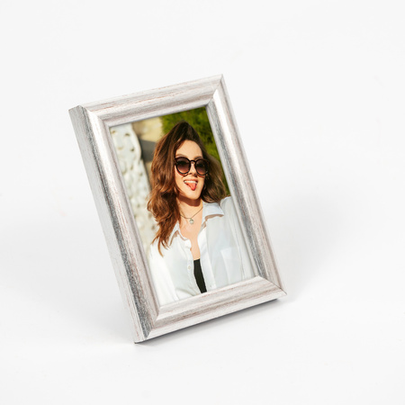 Srebrna ramka drewniana na zdjęcia EKO S2 6x9 cm