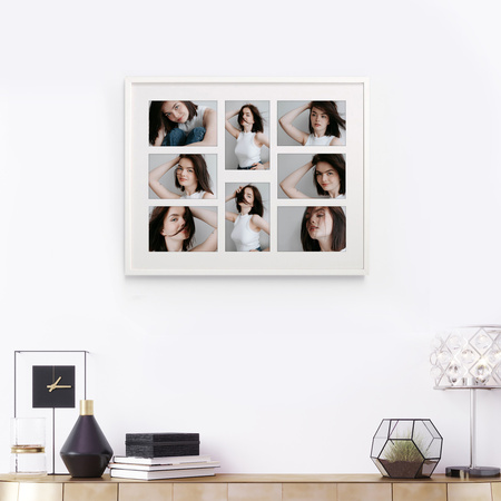 Duża ramka na wiele zdjęć biała 40x50 cm A - 8 zdjęć