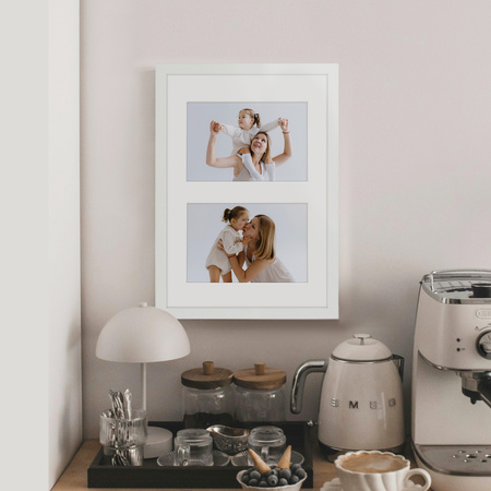 Biała Foto Galeria 21x30 cm Ramka na 2 zdjęcia 10x15 cm z Passe Partout