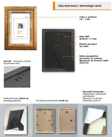 Ramka drewniana złota DRZ C Z1 15x21 cm
