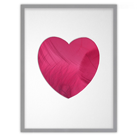 Ramka SERCE 30x40 cm w kolorze szarym z białym passe partout