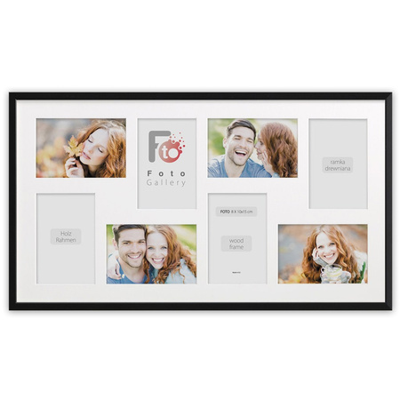 Duża ramka na wiele zdjęć czarna 33x60 cm - 8 zdjęć