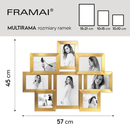 Multirama MULTI HEN Z ramka na zdjęcia na 8 zdjęć - złota