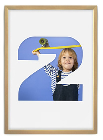 Ramka na zdjęcia CYFERKA "2" 21x30 cm naturalne drewno z białym passe partout