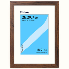 Brązowa ramka na zdjęcia HEN PASS 4 21X29,7 cm z passe partout (15x21 cm)