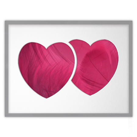 Ramka DWA SERCA 30x40 cm w kolorze szarym z białym passe partout