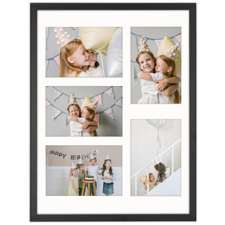 Foto Galeria 30x40 cm kolor czarny Ramka na 5 zdjęcia 10x15 cm z Passe Partout