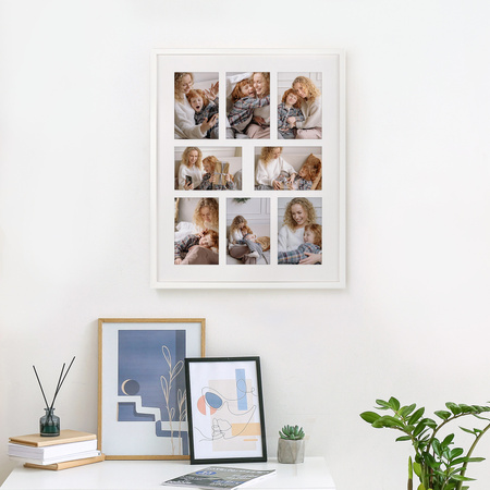 Duża ramka na wiele zdjęć biała 40x50 cm A - 8 zdjęć