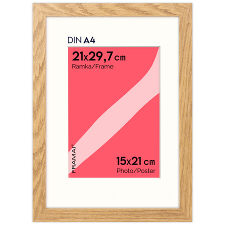 Brązowa ramka na zdjęcia HEN PASS 01 21x29,7 cm z passe partout (15x21)