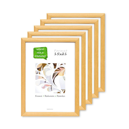 Pakiet 5 szt. naturalnych ramek na zdjęcia 0 15x21 cm