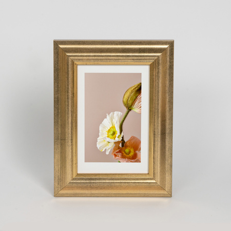 Ramka drewniana złota na zdjęcia DRL N Z 10x15 cm