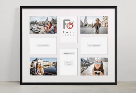 Duża ramka na wiele zdjęć czarna 40x50 cm A - 8 zdjęć