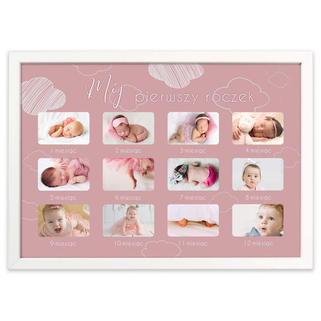 Ramka na zdjęcia MÓJ PIERWSZY ROCZEK - DZIEWCZYNKA 21x30 cm z passe partout