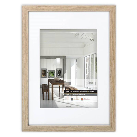Ramka w kolorze dębowym z passe partout na zdjęcia EXPO 00 25x25 cm (15,5x15,5 cm)