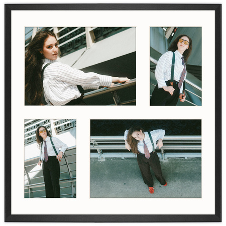 Foto Galeria 40x40 cm kolor czarny Ramka na 4 zdjęcia 10x15 cm i 15x21 cm z Passe Partout