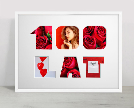 Ramka na URODZINY 30x40 cm w kolorze białym z białym passe partout