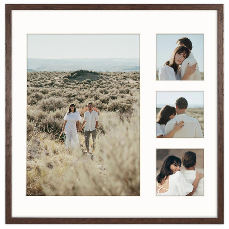 Foto Galeria 40x40 cm kolor brązowy Ramka na 4 zdjęcia 21x30 cm i 9x9 cm z Passe Partout