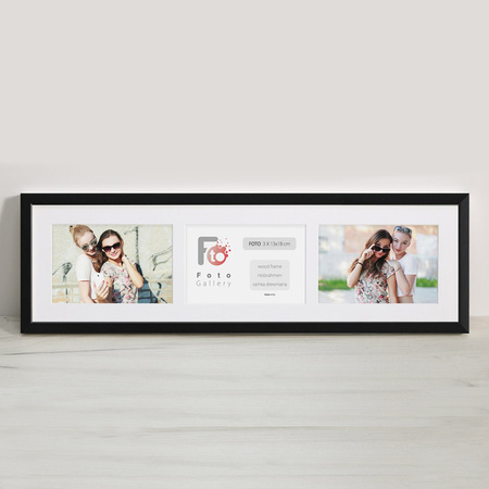 Ramka na 3 zdjęcia czarna 18x66 cm