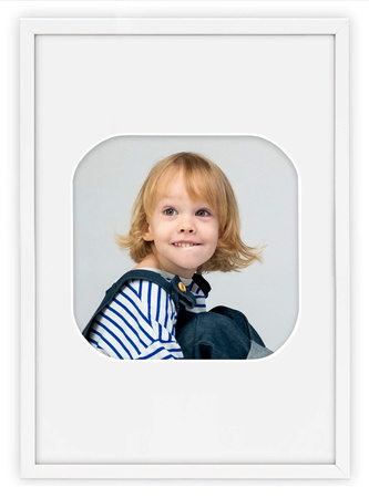 Ramka na zdjęcia CYFERKA "0" 21x30 cm biała z białym passe partout