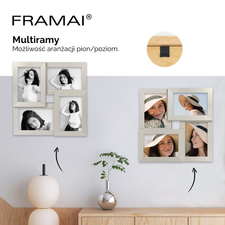 Multirama MULTI HEN ramka na zdjęcia. Srebrna multirama na cztery zdjęcia