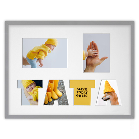 Ramka TATA 30x40 cm w kolorze szarym z białym passe partout