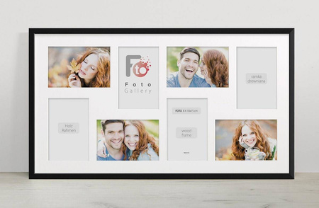 Duża ramka na wiele zdjęć czarna 33x60 cm - 8 zdjęć