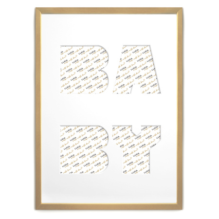 Ramka BABY 30x40 cm w kolorze jasnego drewna z białym passe partout