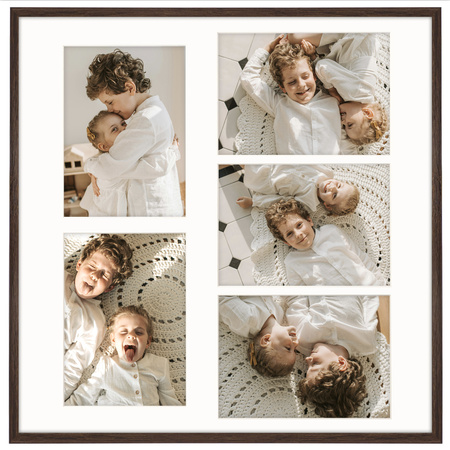 Foto Galeria 50x50 cm brązowa Ramka na 5 zdjęć 15x21 cm z Passe Partout