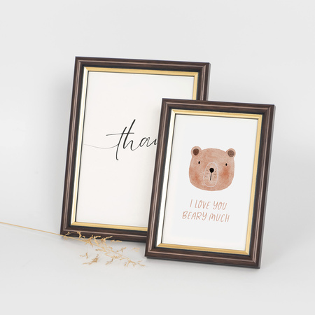 Brązowa ramka drewniana ze złotym paskiem DRI CL 4 10x15 cm