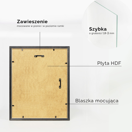 Czarna ramka drewniana ze złotym paskiem DRI CL 2 28x35 cm