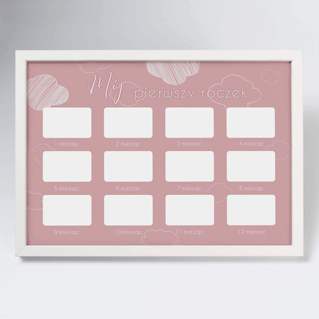 Ramka na zdjęcia MÓJ PIERWSZY ROCZEK - DZIEWCZYNKA 21x30 cm z passe partout