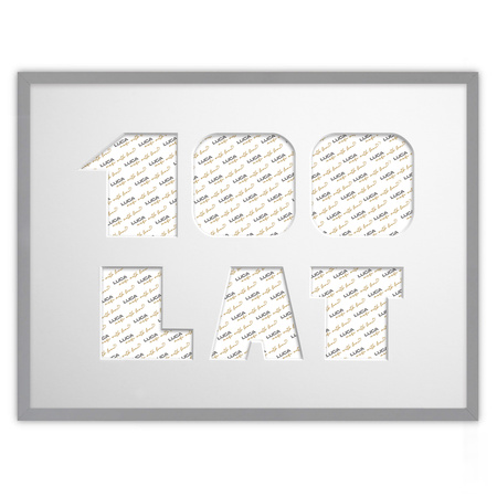 Ramka na URODZINY 30x40 cm w kolorze szarym z białym passe partout