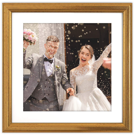 Złota ramka drewniana na zdjęcia DRWA FZ 25x25 cm