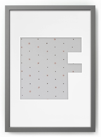 Ramka na zdjęcia LITERKA "F" Szara. Ramka z passe partout o rozmiarze 21x30 cm