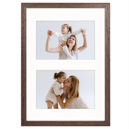 Foto Galeria 21x30 cm brązowa Ramka na 2 zdjęcia 10x15 cm z Passe Partout