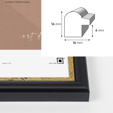 Czarna ramka drewniana ze złotym paskiem DRI CL 2 13x18 cm
